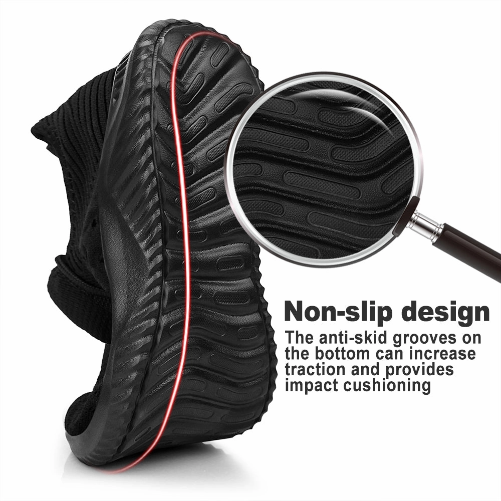 Fast Flats Shoes FEETHIT Mens Non-slip Walking Sneakers Shoes Black