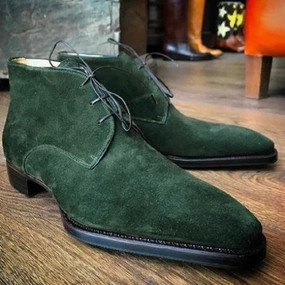 Lace Up Boots Work Boots Buy Made to Order Boots, Handmade Boots, Custom-Boots, Handcrafted Boots Men's Genuine Green Suede Chukka Lace Up Vintage Dress Men Boots