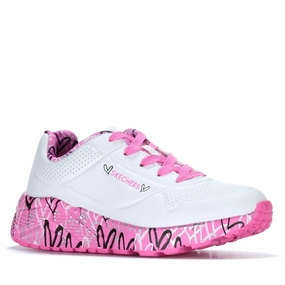 Skechers Kids' Uno Lite - Lovely Luv White/Pink 314976L For Lower Back Pain  Best Walking