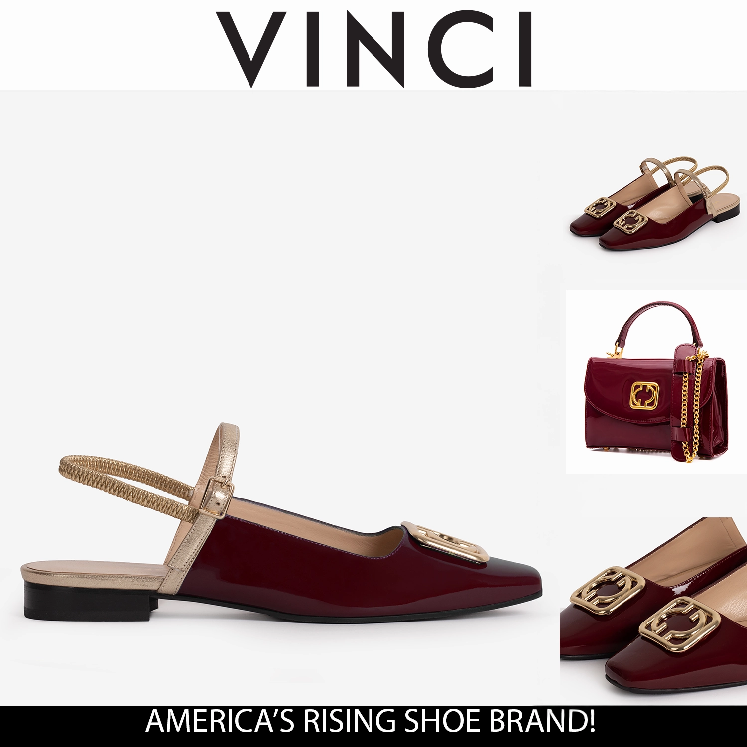 The Rosalinda Burgundy Patent Leather Women Flat Slingback Shoe Recommended Shoes For Flat Feet