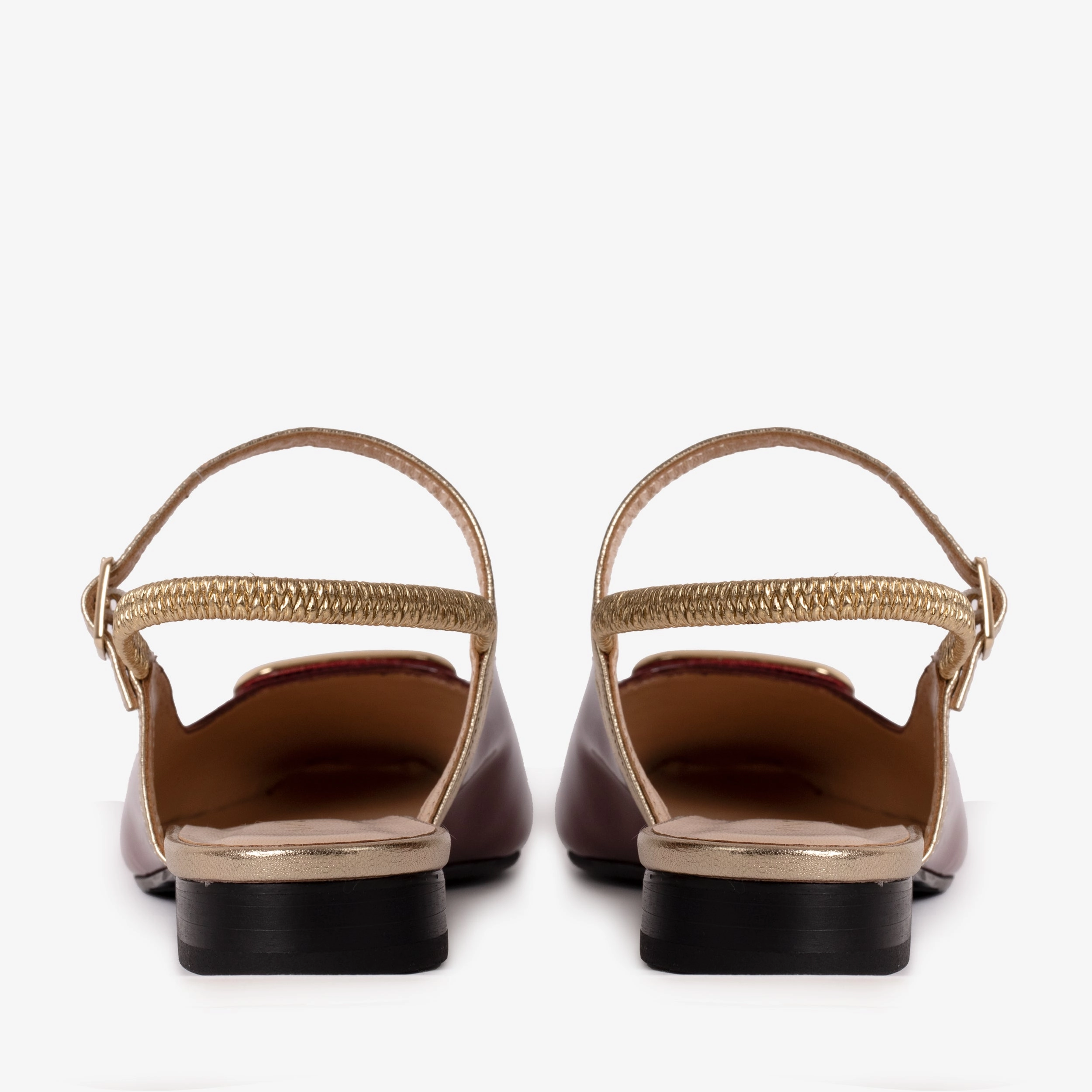 The Rosalinda Burgundy Patent Leather Women Flat Slingback Shoe Ballerina Flats Shoes