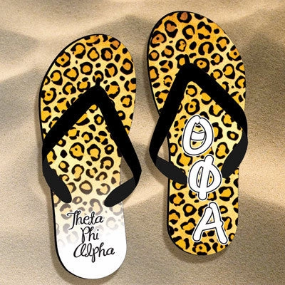 Theta Phi Alpha Cheetah Print Flip Flops - SBL100 - SUB Nylon Strap Flip Flops