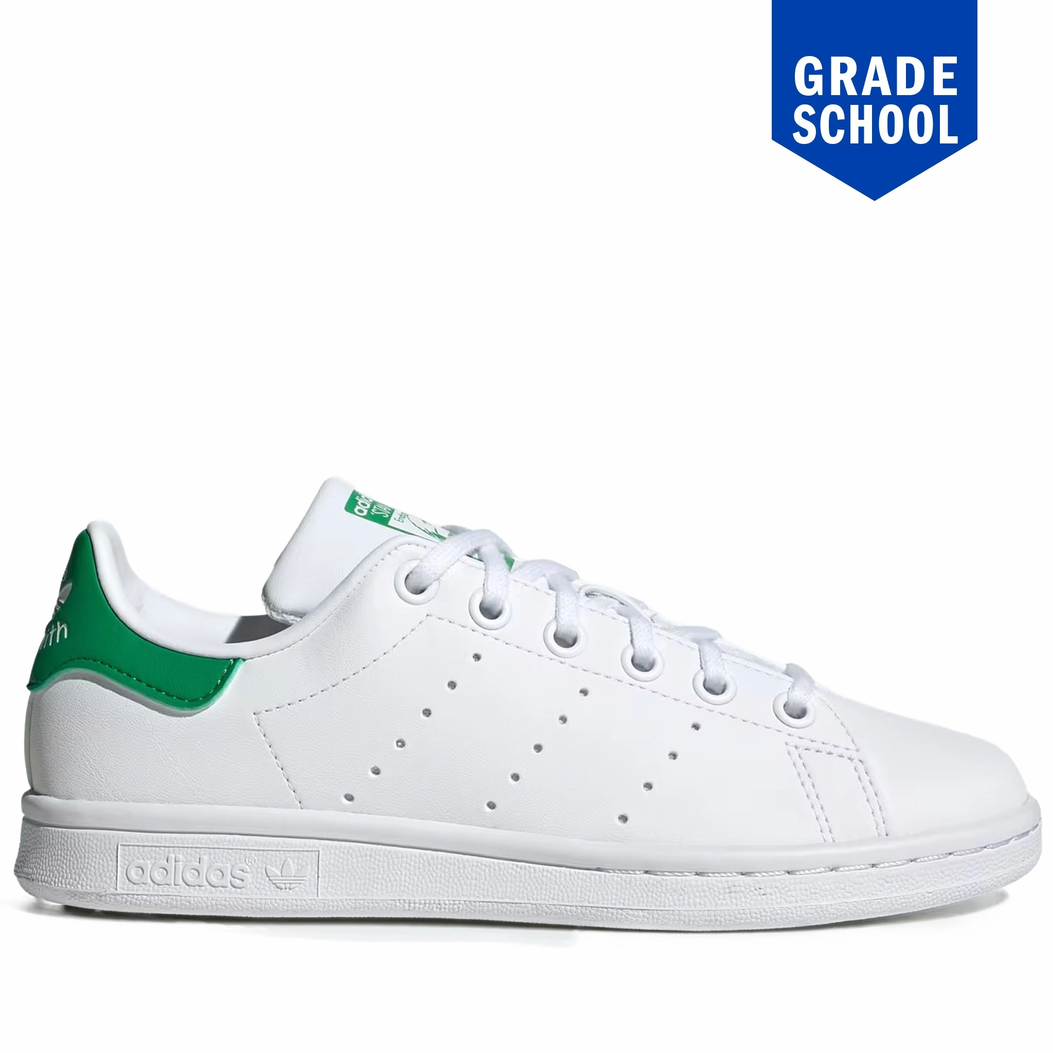 Grade School's Adidas Stan Smith Shoes - White/Green Adidas Build Your Shoe