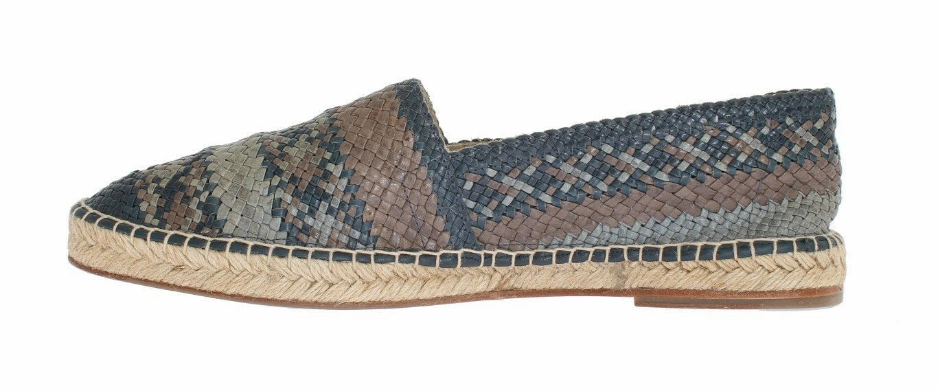 Blue Gray Woven Leather Espadrilles Suede Chanel Espadrilles
