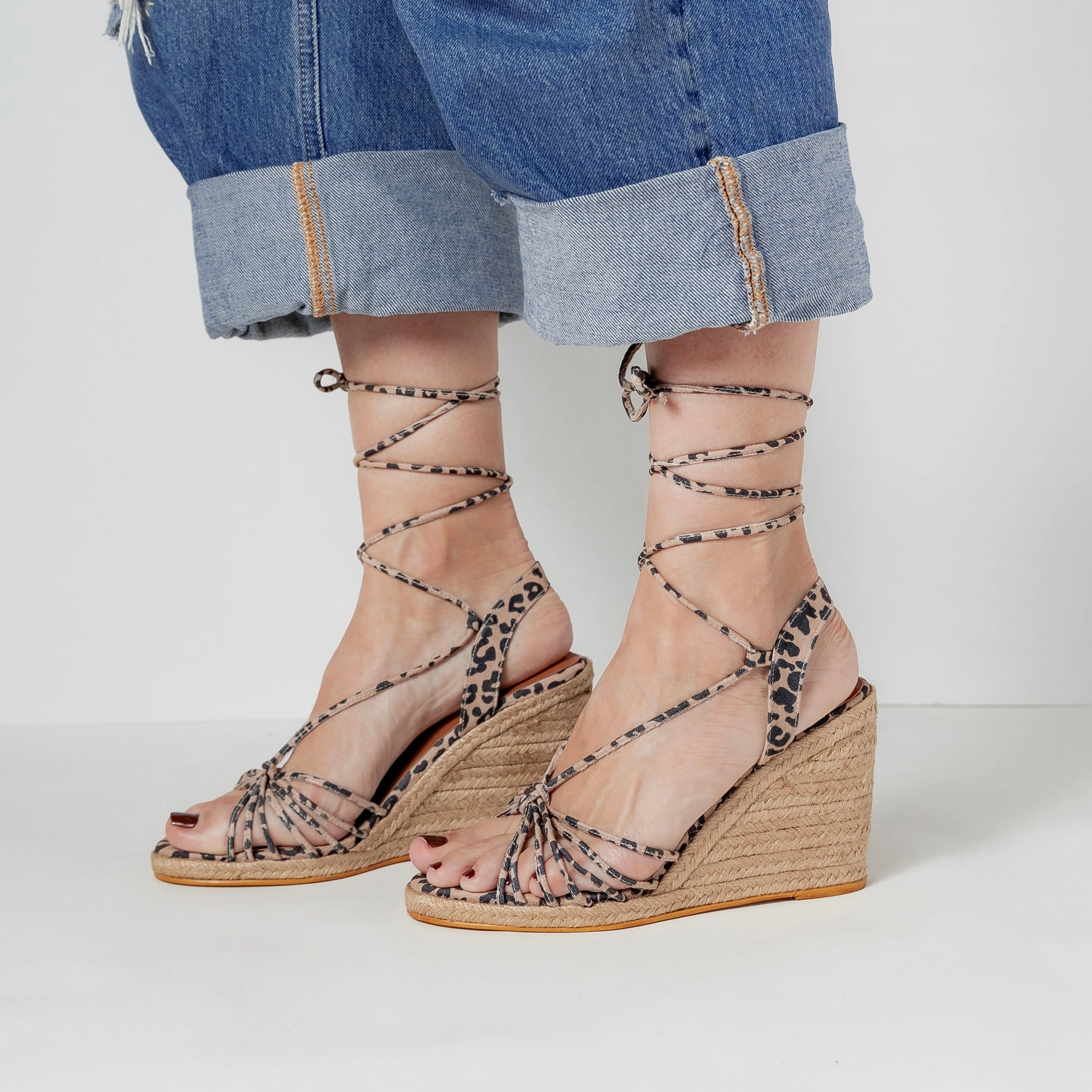 London Rebel Espadrille Wedges Titi Espadrilles - Leopard Talla 10 [ No Return - No Exchange]