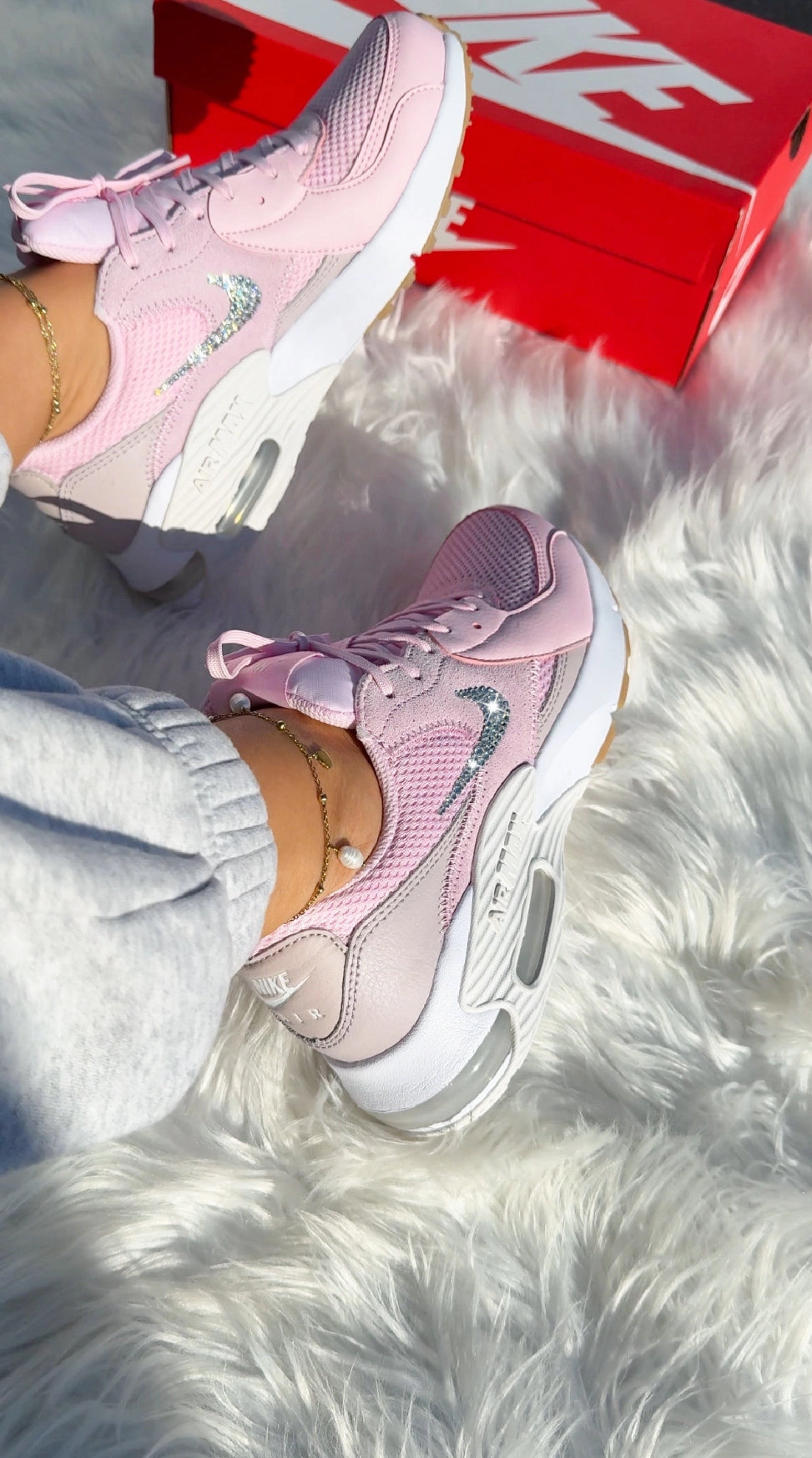 SIZE 7.5 Baby Pink Nike Swarovski Womens Nike Air Max High Arch Shoes Asics