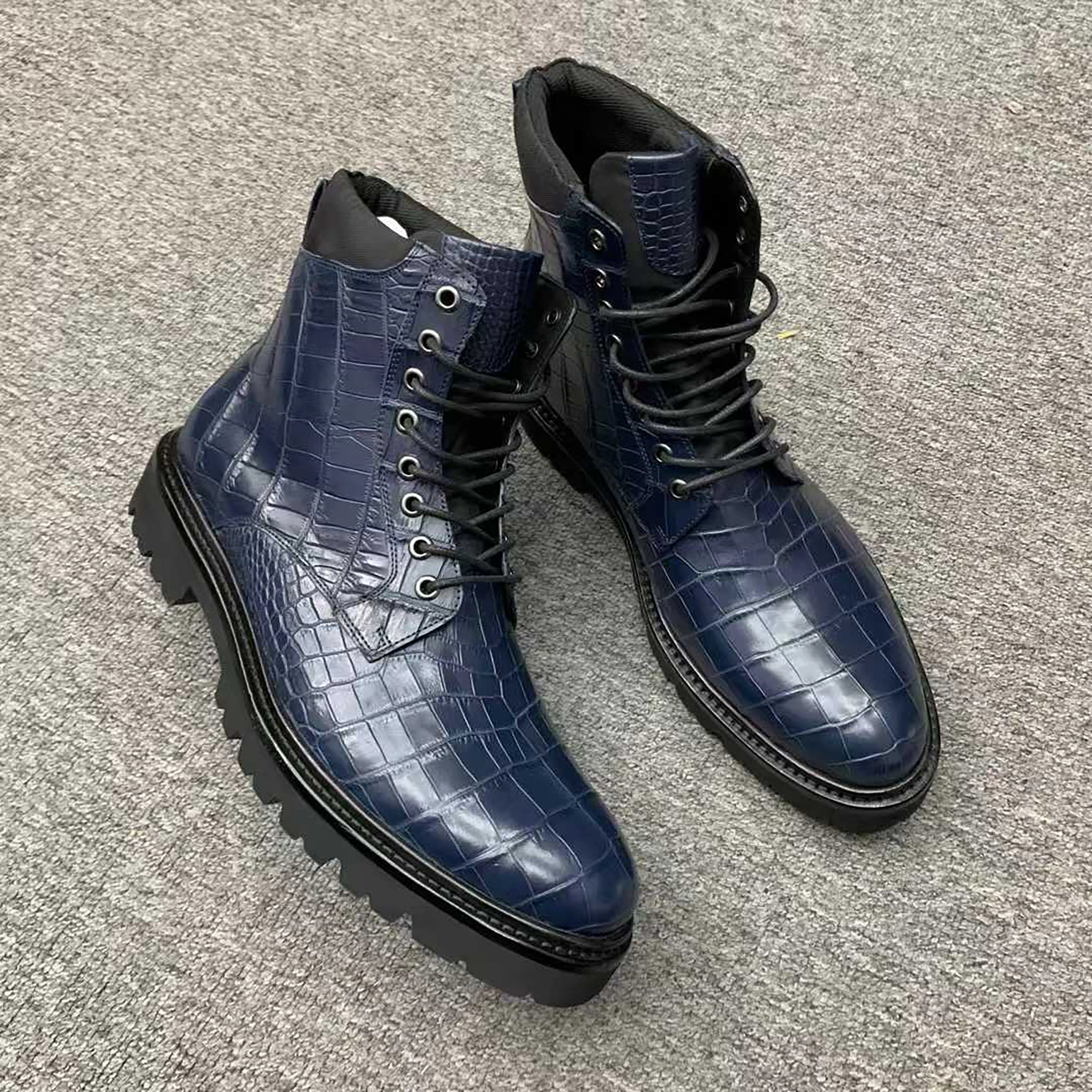 Barefoot Rain Boots Handmade Mens Alligator Leather Boots  Premium Black, Dark Brown, Navy