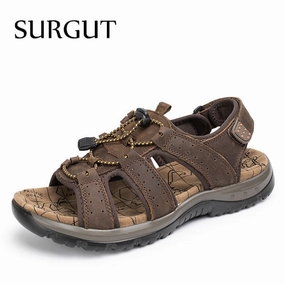 Swims Casual Shoes Breathable Sandals Men Shoes Real Leather Sandals Shoes Men Sandals Non Slip Beach Summer Slippers For Men Big Size