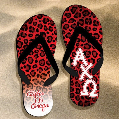 Gianni Bini Flip Flops Alpha Chi Omega Cheetah Print Flip Flops - SBL100 - SUB