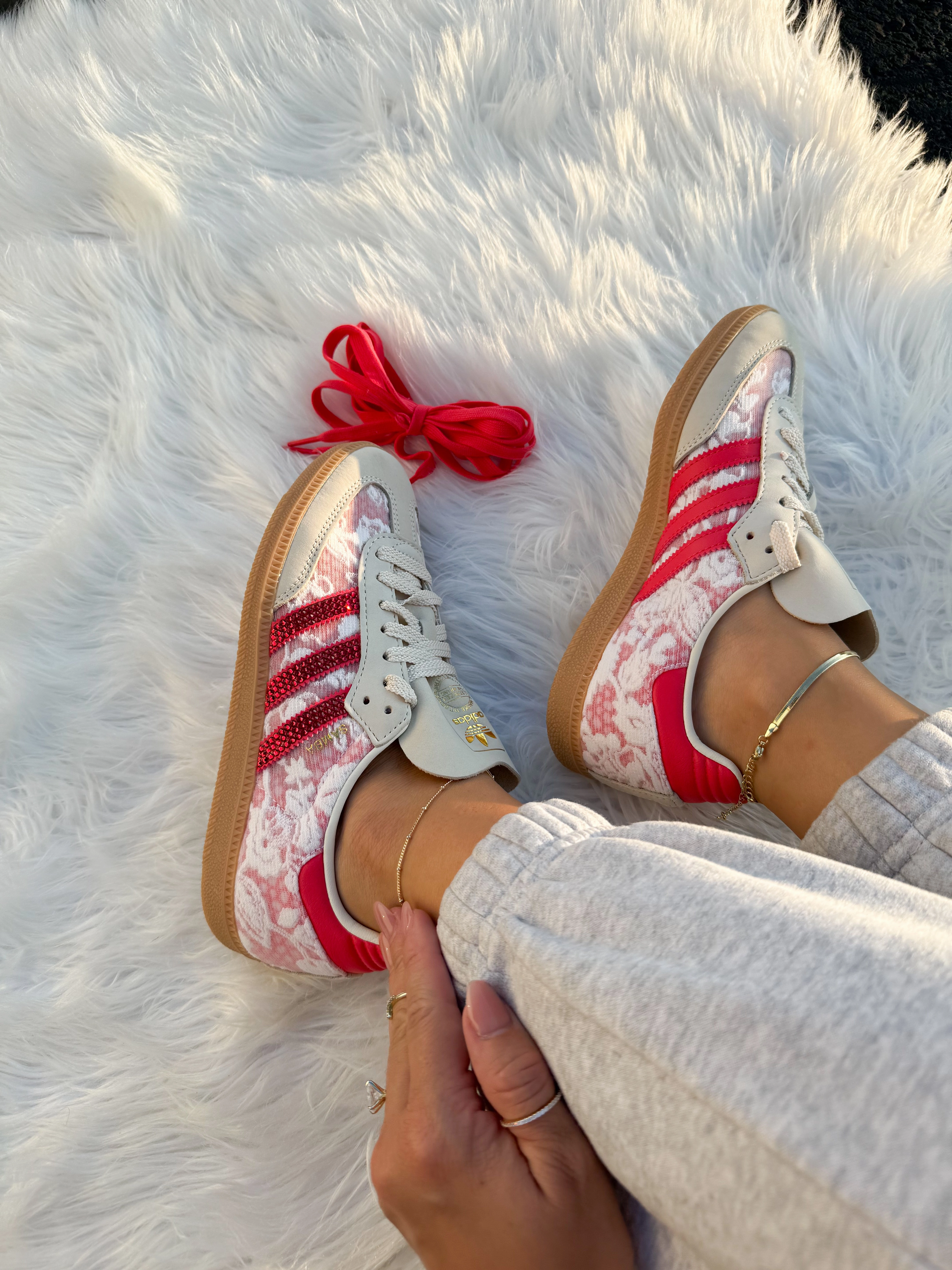 Lace Red Swarovski Adidas Original Samba OG Recycled Plastic Shoes Adidas