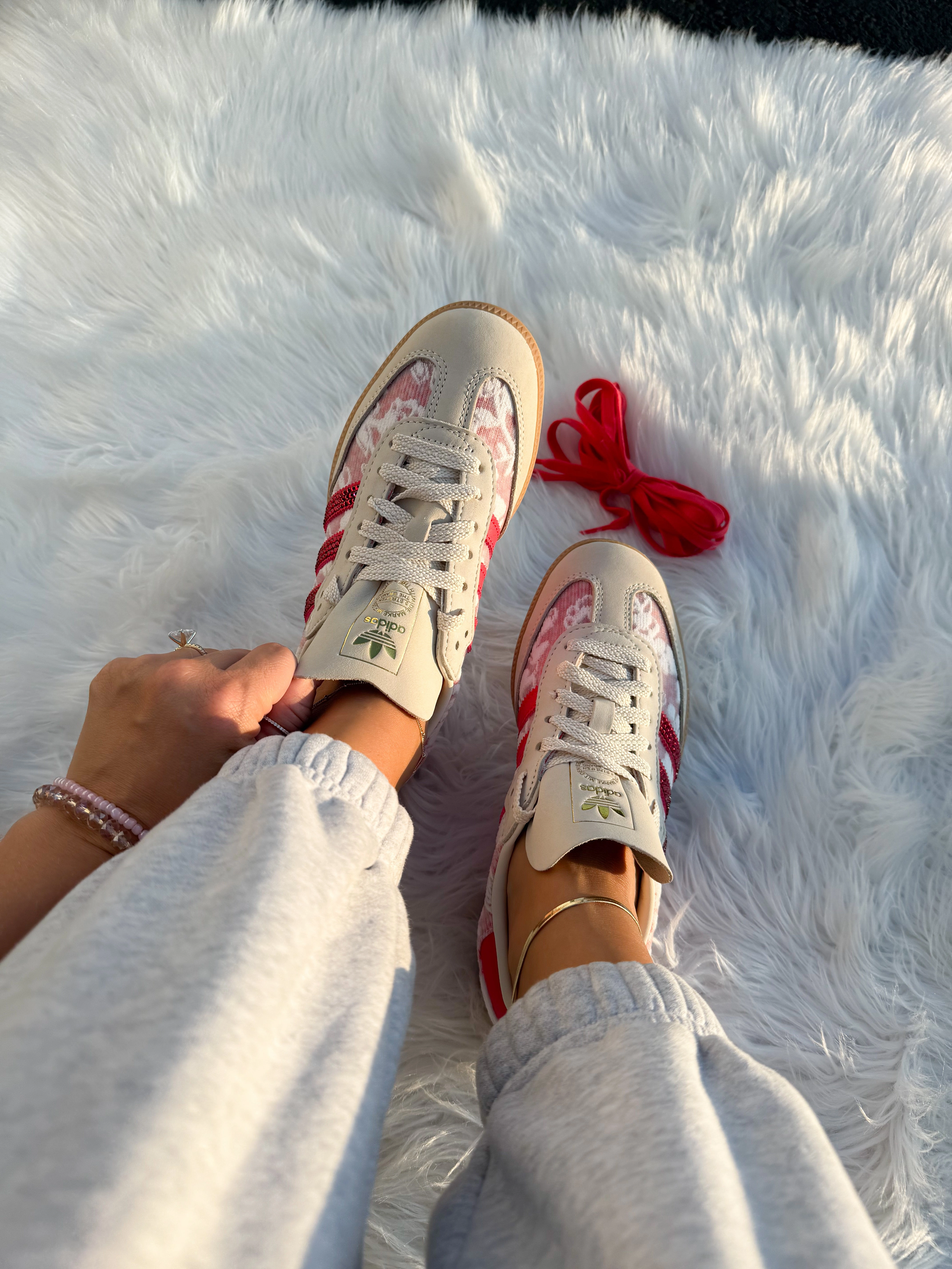 Lace Red Swarovski Adidas Original Samba OG Adidas X Bad Bunny Shoes