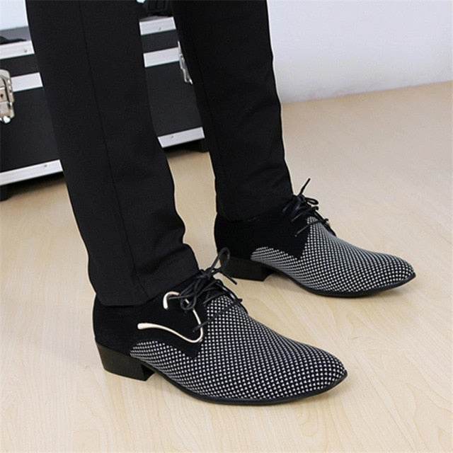 Sustainable Hiking Shoes Mens Leather Concise Shoes Men's Business Dress Pointy Plaid Black Shoes Breathable Formal Wedding Basic Shoes Men 2019 loafers