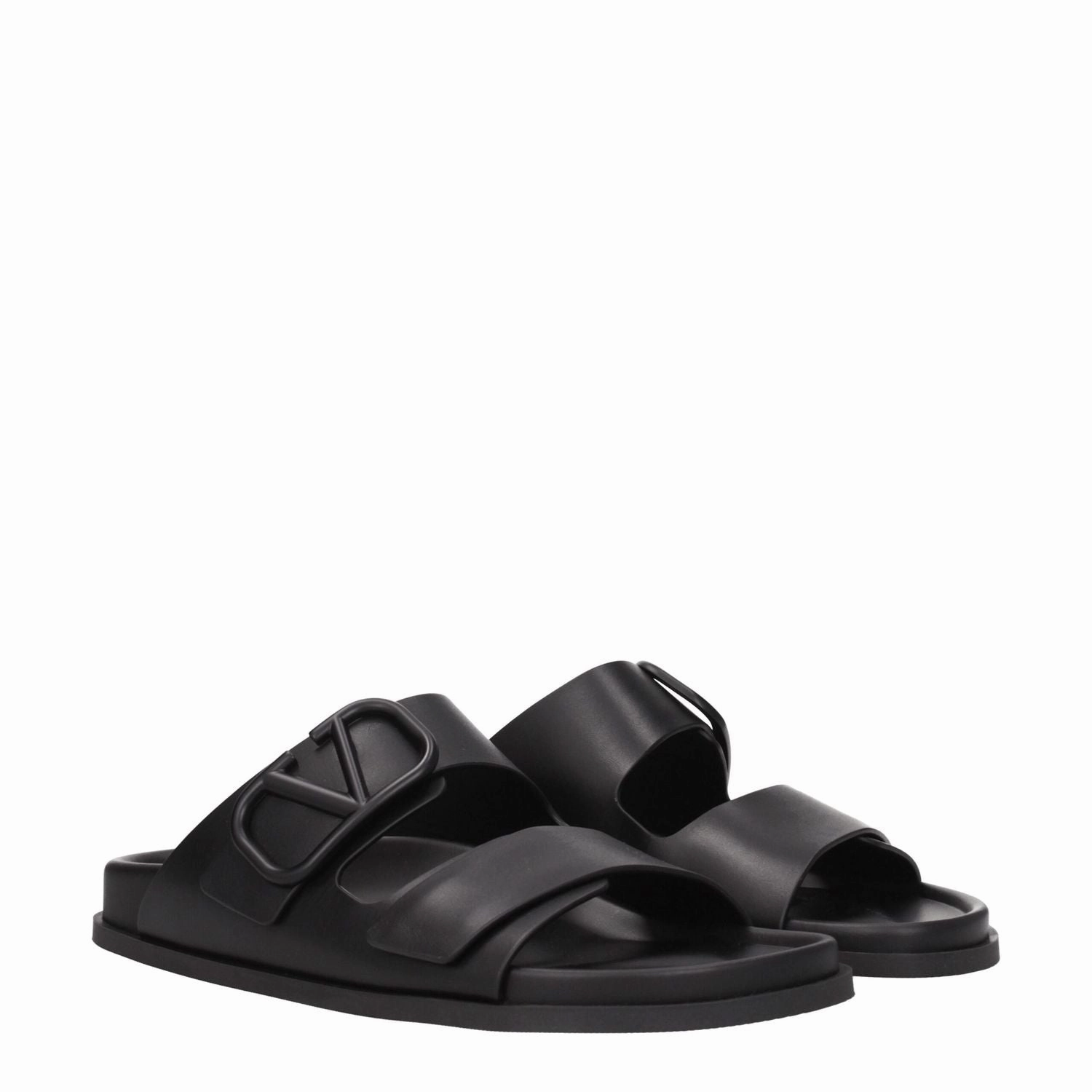 Dress Sandals Reviews Valentino Garavani Black Leather Slippers