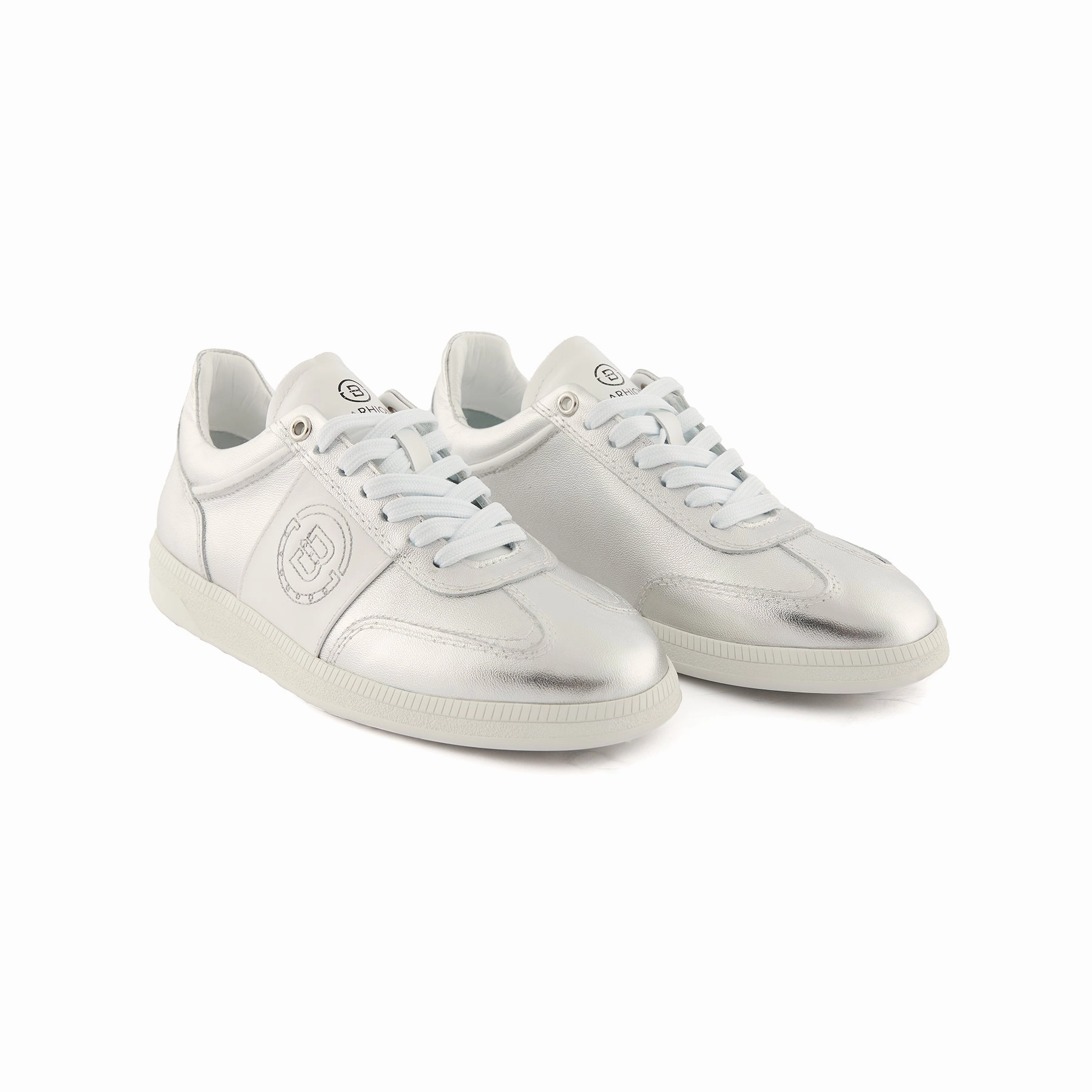 Best Summer Sneakers Women's Silver Handmade Calf Leather Sneakers W5035