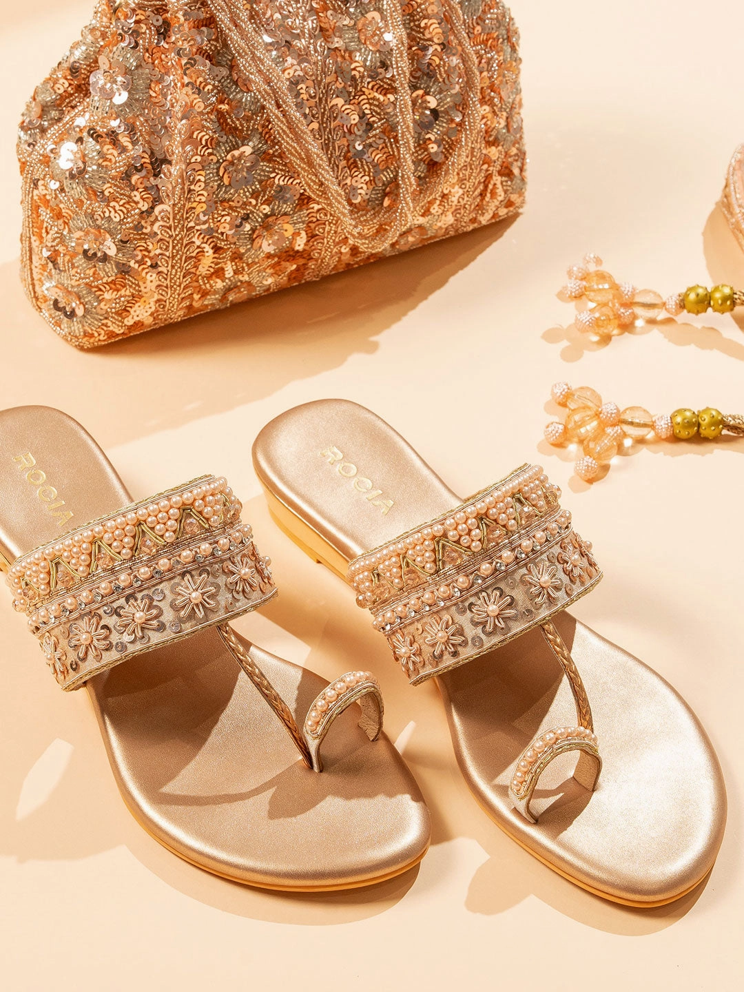 Shoes Dressy Flats Rocia By Regal Rose Gold Women Hand Embroidered Flats