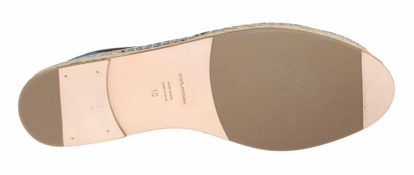 Espadrilles Wedge Shoes Blue Canvas Bird Pattern Espadrilles