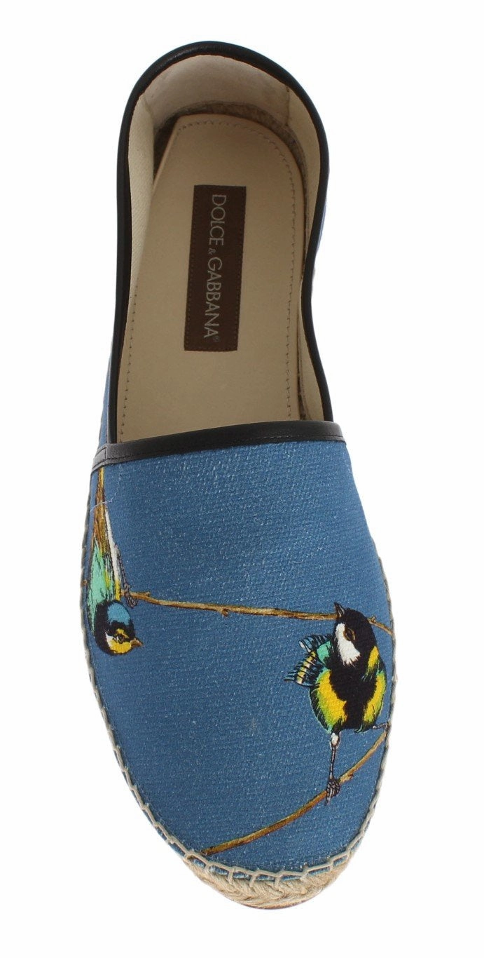 Blue Canvas Bird Pattern Espadrilles Soledad Espadrilles