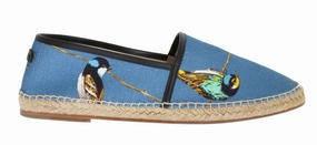 Blue Canvas Bird Pattern Espadrilles Espadrilles Ballerina