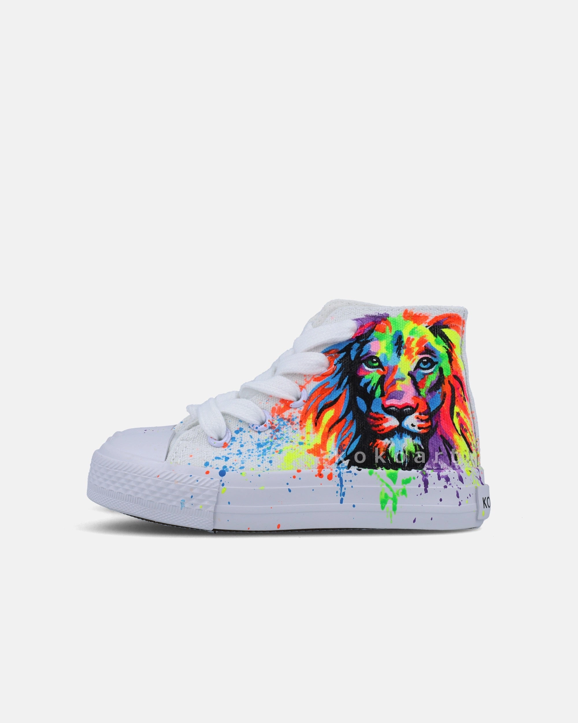 Lion Neon Splash Hand Painted Shoes