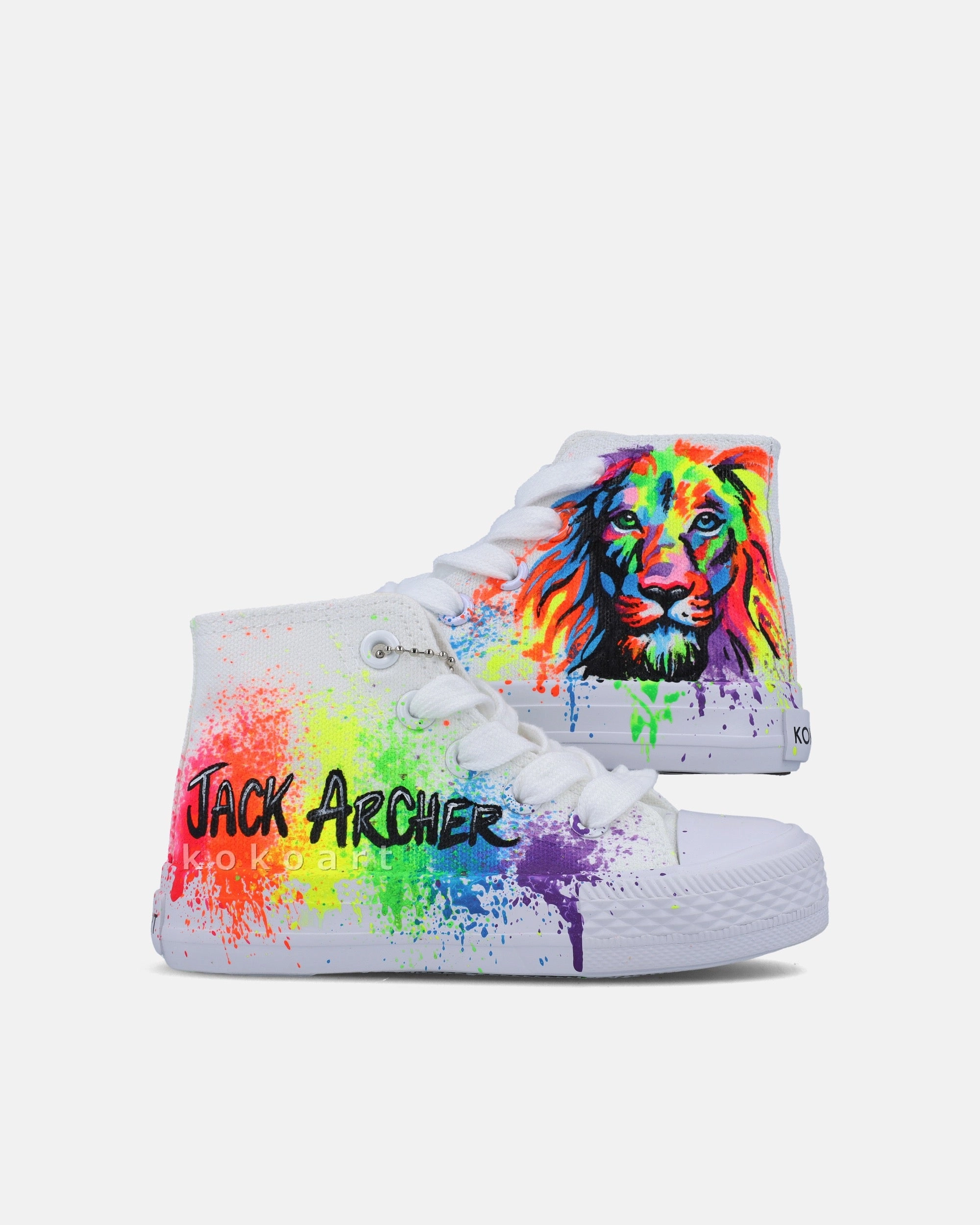 Lion Neon Splash Hand Painted Shoes Explorer Ii Sneaker Mid Waterproof Shoe