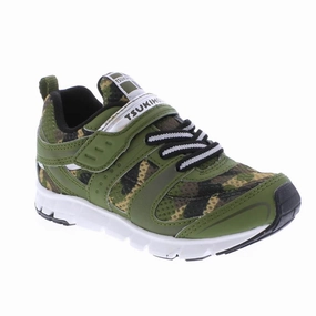 Tsukihoshi Velocity Green Camo Boys Running Shoes (Machine Washable) Best Running Shoes Arch Support