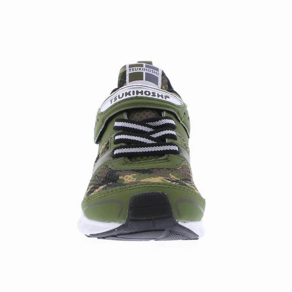 Tsukihoshi Velocity Green Camo Boys Running Shoes (Machine Washable) On Cloud X Running Shoes