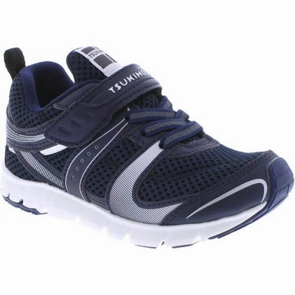 Tsukihoshi Velocity Navy/Silver Boys Running Shoes (Machine Washable) 1080 Running Shoes