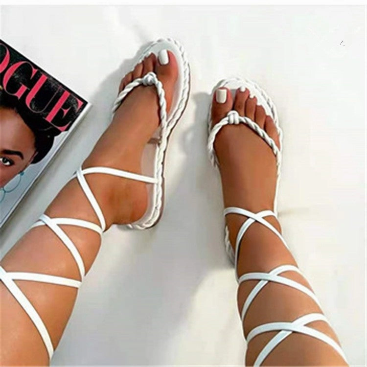 Fashion Summer Lace-Up Flat Sandals Womens Shoes