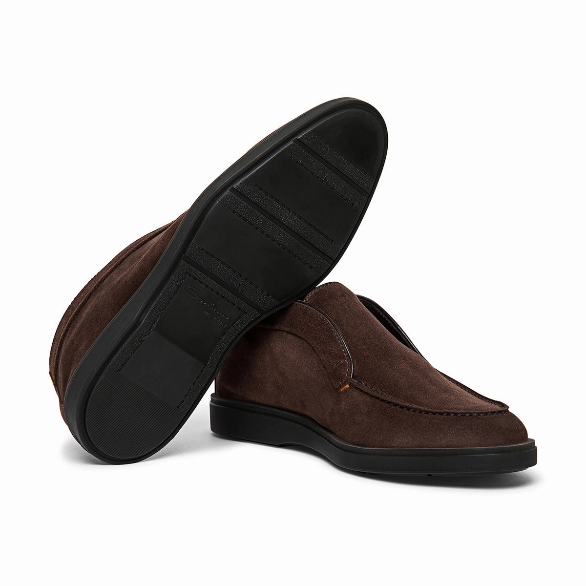 Santoni - Dark Brown Suede Desert Boots Leather Chelsea Boots