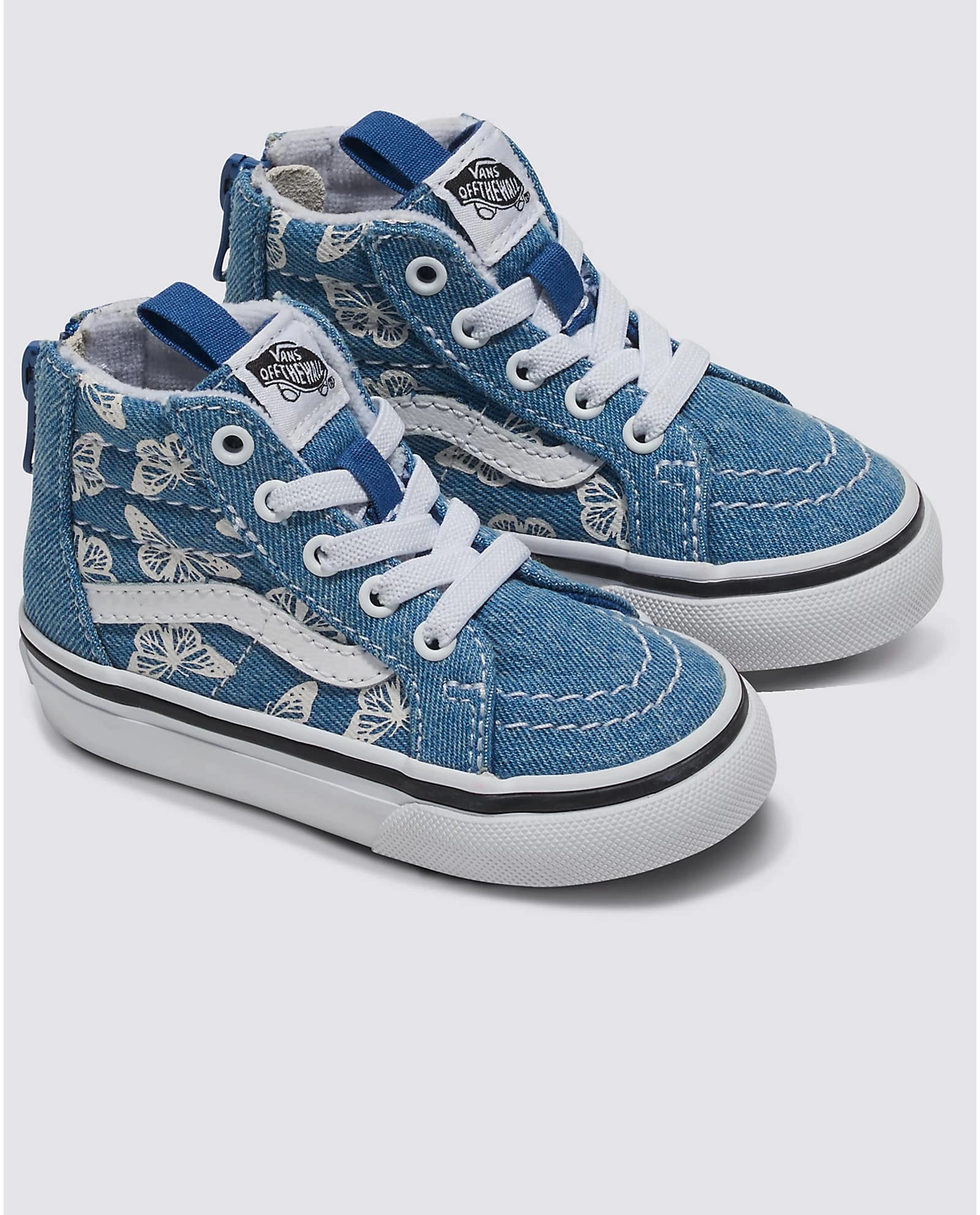 Vans Sk8-Hi Zip Toddlers Denim Navy / True White Skate Shoes Soles