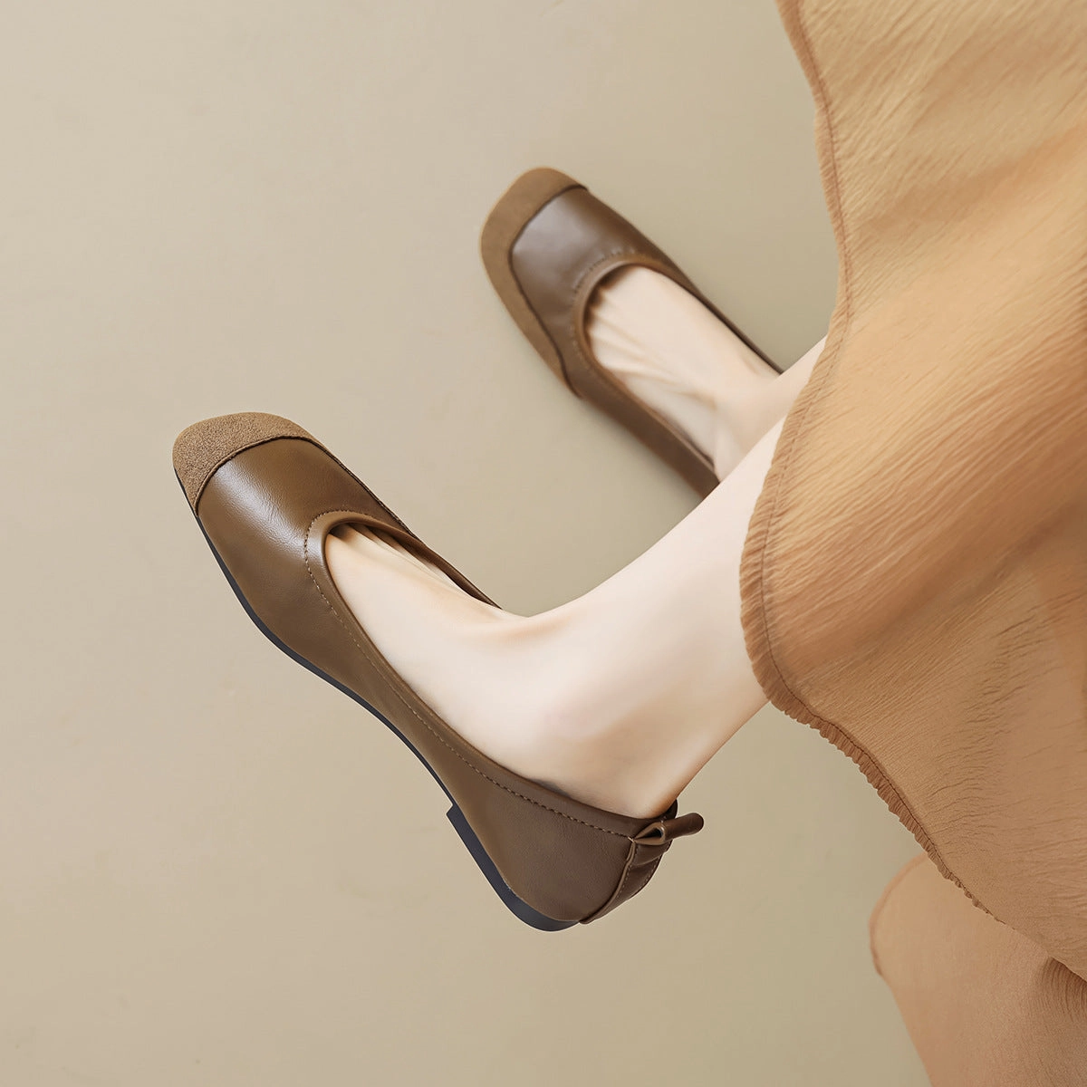 Flat Shoes Definition Women's Minimalism Patchwork Leather Soft Flats