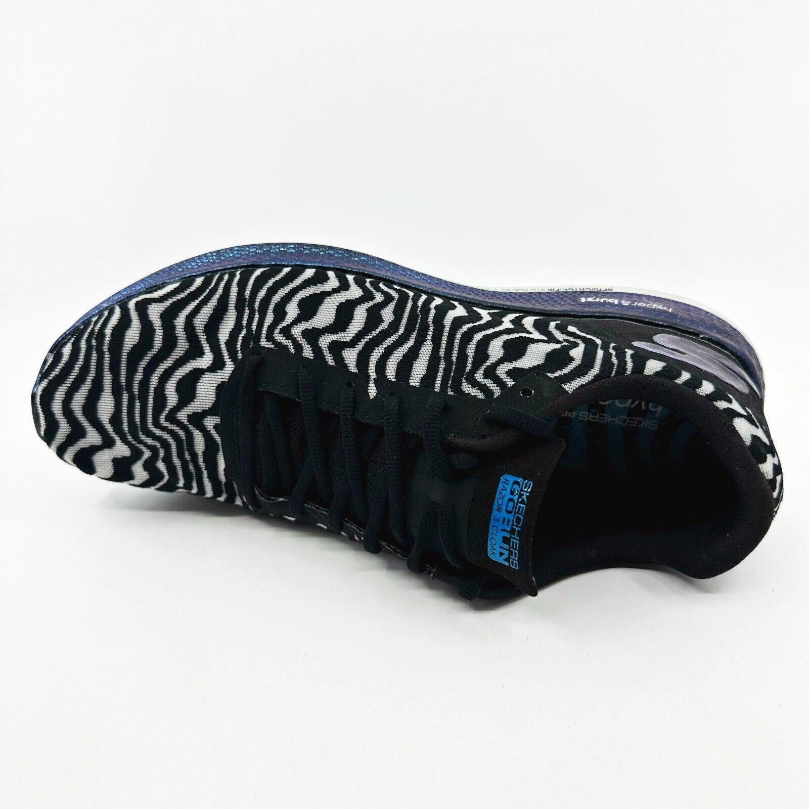 Top Treadmill Running Shoes Skechers Go Run Razor 3 Hyper Burst Black Blue Womens Size 11 Running Shoes