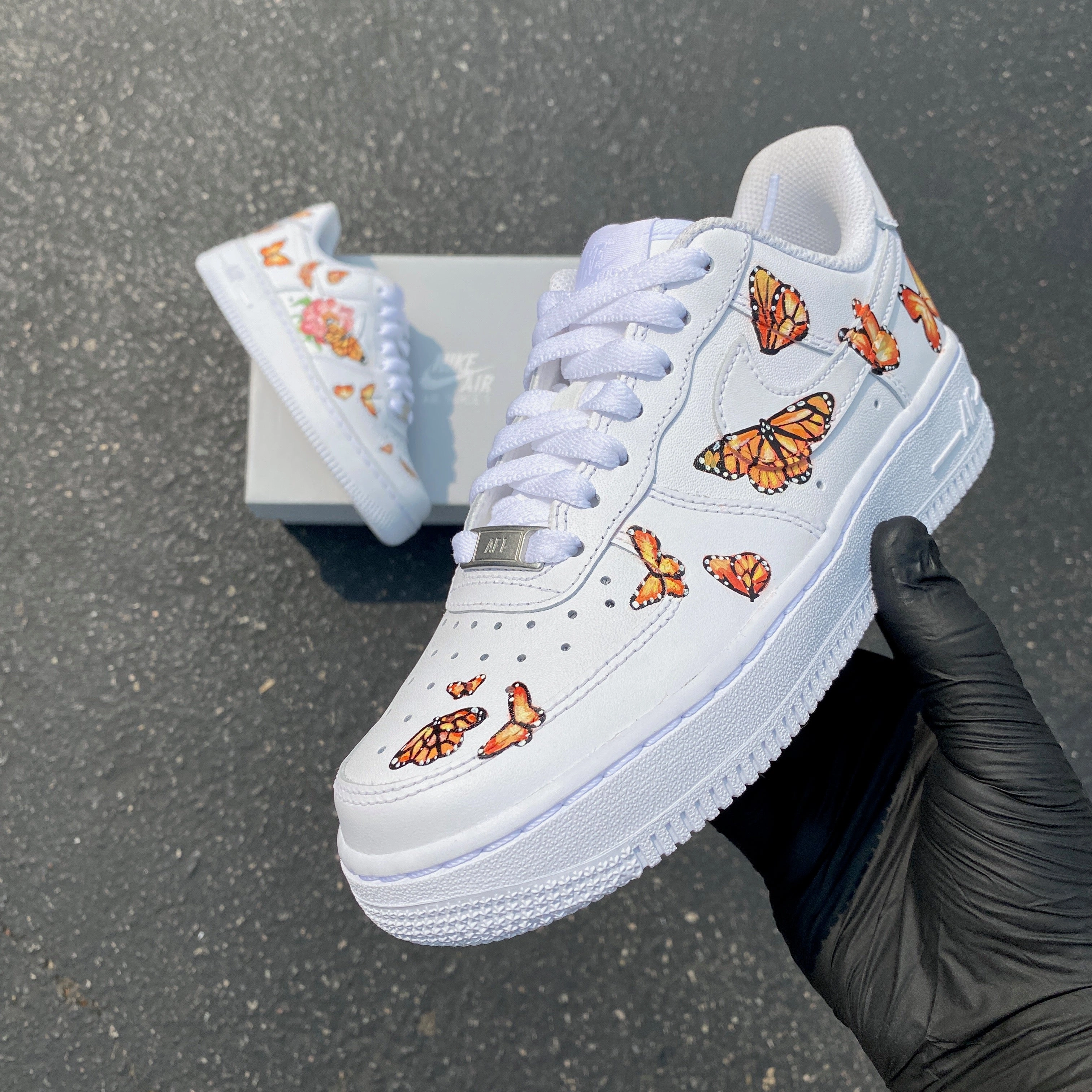 Valentine Asics Shoes Custom Hand Painted Monarch Butterfly Nike Air Force 1 Low