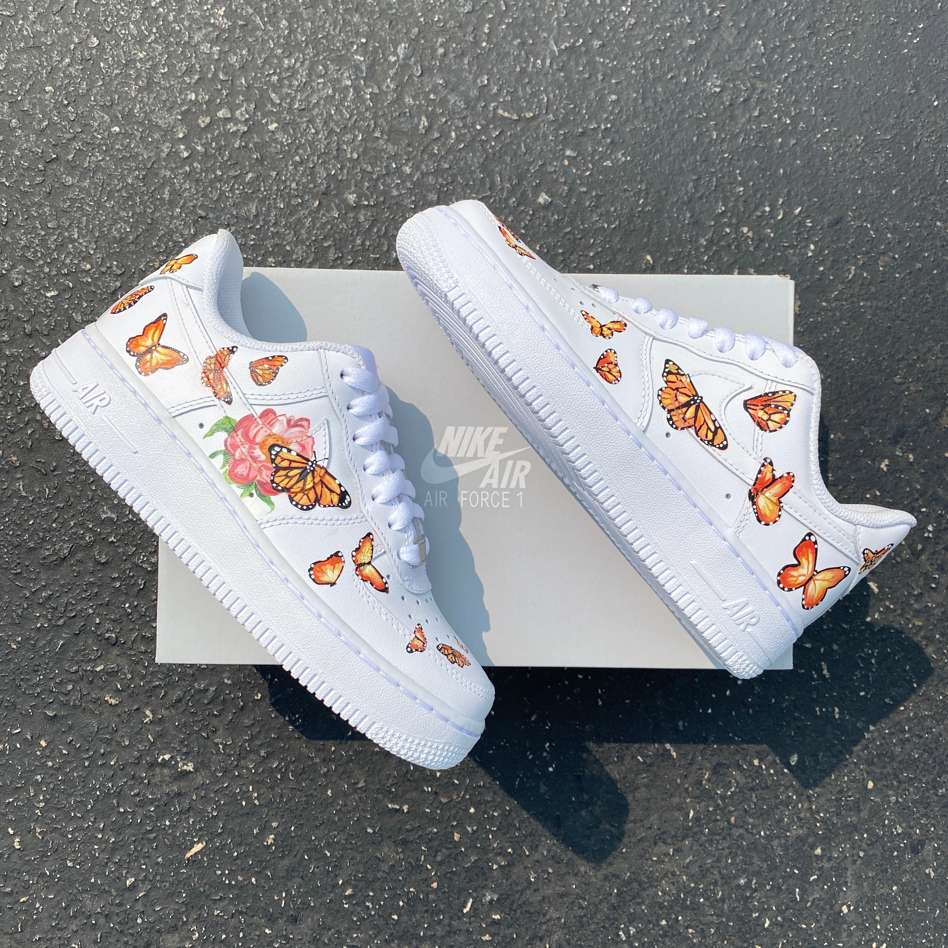 Asics Duomax Running Shoes Custom Hand Painted Monarch Butterfly Nike Air Force 1 Low