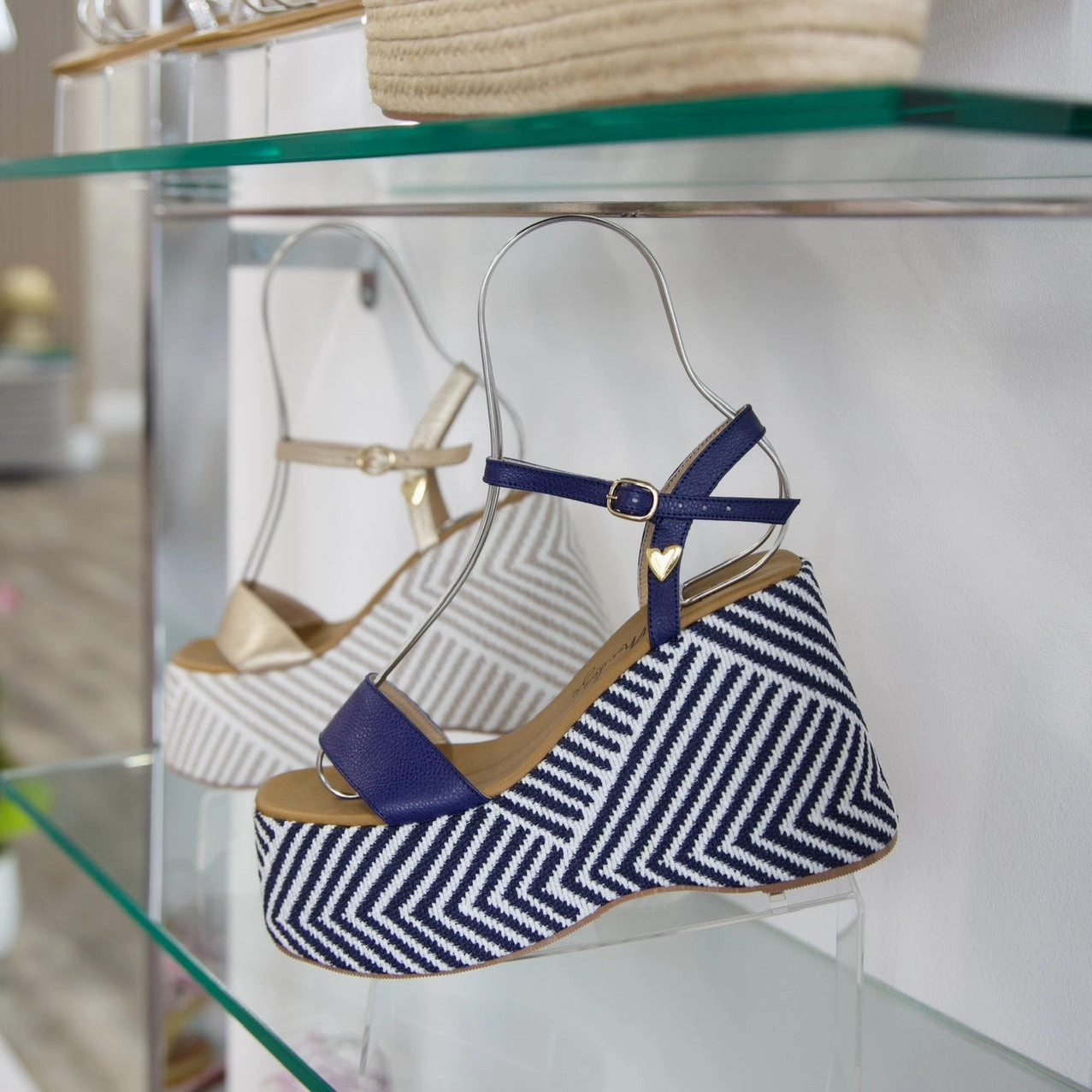 Olivia Blue Stripes Sandals [ No Return - No Exchange ] Blush Espadrilles