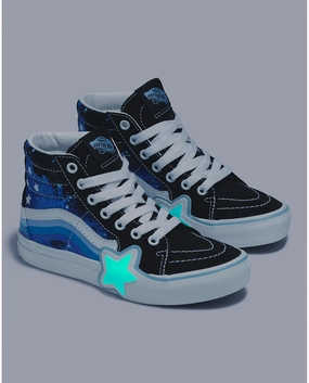 Vans Sk8-Hi Kids Rainbow Star Glow Galaxy Black / Blue Aloha Skate Shoes