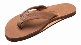 Chunky Wedge Flip Flops Single Layer Premier Leather Redwood (Men)
