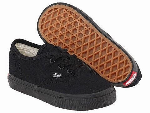 Vans Authentic Classic Canvas Toddler Shoes Black/Black VN | Comfy Padded Kids Sneakers For Tourist Walking Best