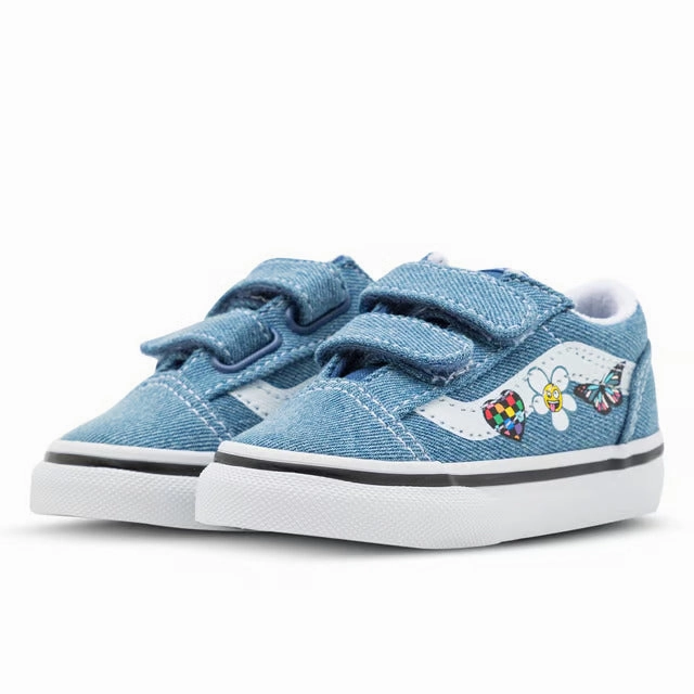 Make Skate Shoes Last Longer Vans Old Skool V Toddlers Denim - Navy / True White