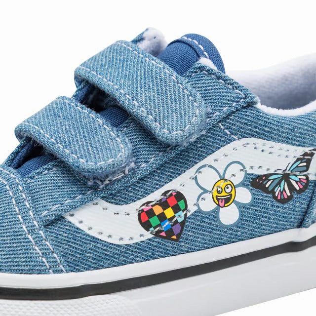 Skate Shoes Gum Vans Old Skool V Toddlers Denim - Navy / True White
