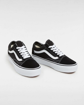 Vans Womens Platform Old Skool Shoes - Black/White Airwalk Skate Shoes 90s