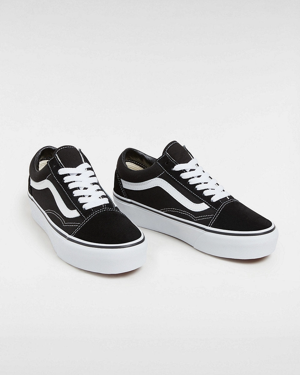 Vans Womens Platform Old Skool Shoes - Black/White Chunky Skater Shoes