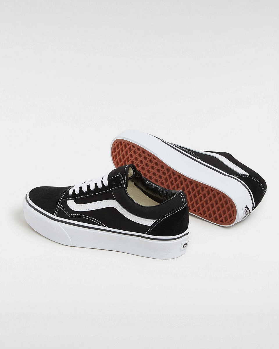 Vans Womens Platform Old Skool Shoes - Black/White Top Skate Shoes Brands