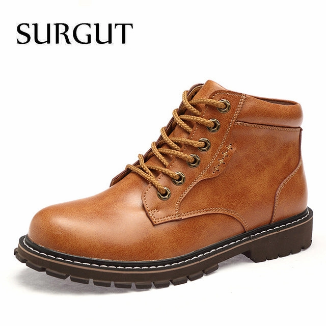 Vintage Men Lace-Up Autumn Winter Cow Split Leather Boots Men Waterproof Work Tooling Casual Ankle Men Boots Nmd R1 Casual Shoes