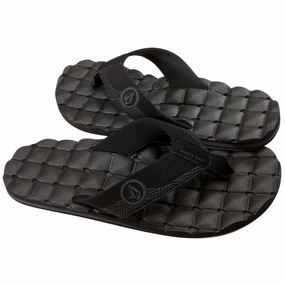 Volcom Men's Recliner Sandals Flip Flops - Black Destructo Fuck You Flip Flops