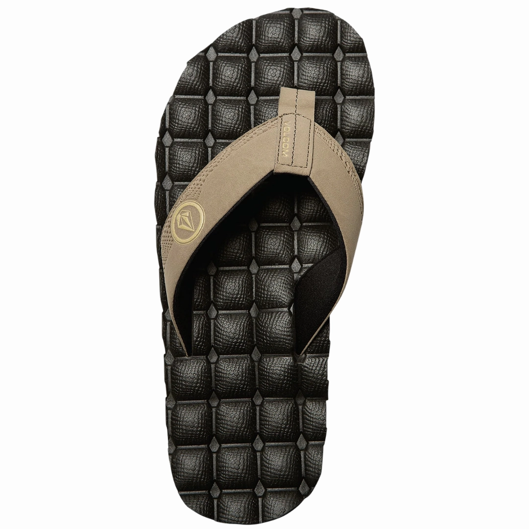 Volcom Men's Recliner Sandals Flip Flops - Khaki Best Flip Flops For Sand