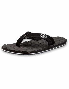 Fishing Flip Flops Volcom Recliner Sandals in Black White