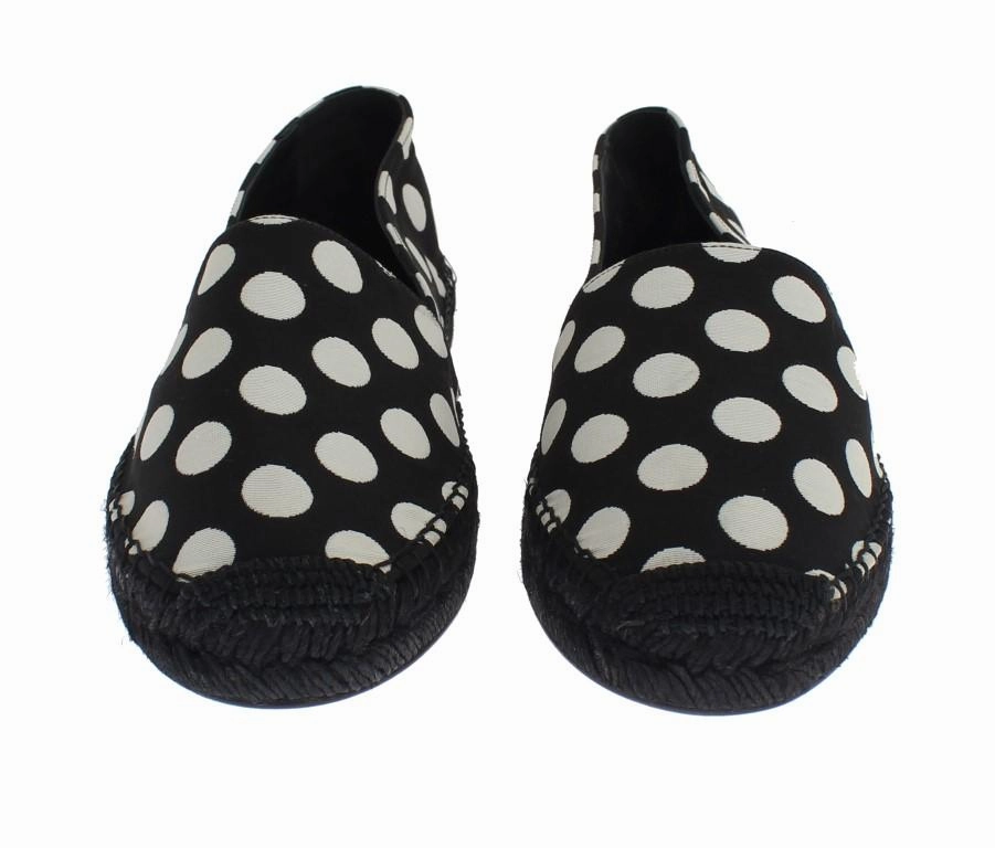 Chestnut Flats Shoes Black White Polka Dot Espadrilles Flats Shoes