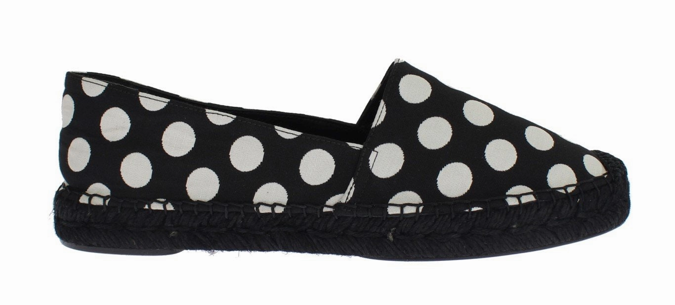 Black White Polka Dot Espadrilles Flats Shoes Rain Flats Shoes