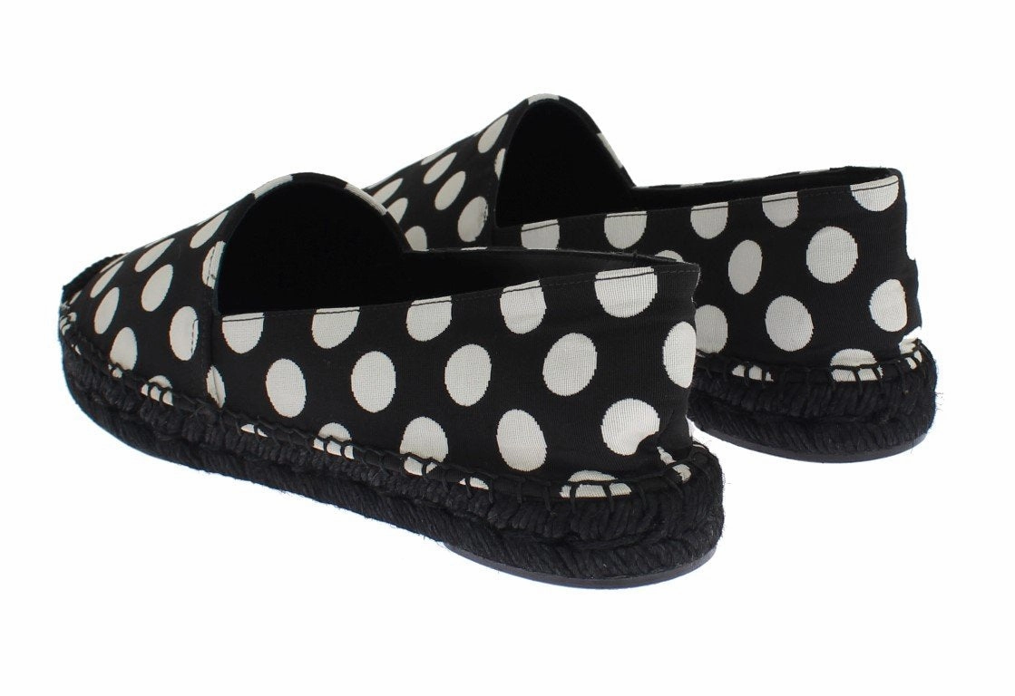 Black White Polka Dot Espadrilles Flats Shoes Most Comfortable Flat Shoes With Support